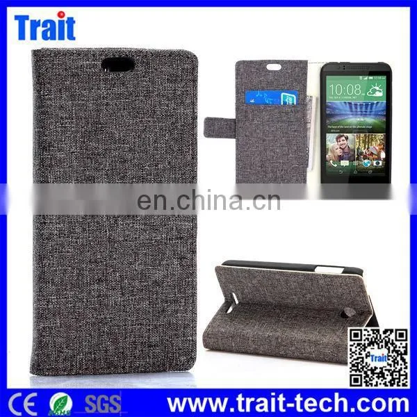 Leather Case With Cloth Texture Wallet Style Phone Case Cover for HTC Desire 510