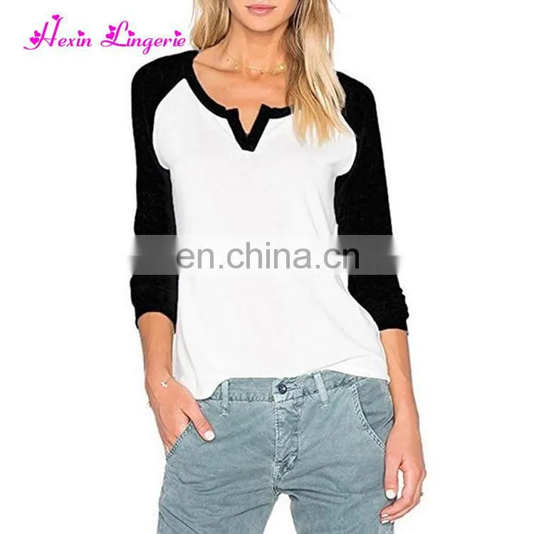 Without Moq Fashion Black Long Sleeves Running Blank Fitted Lady T-shirt