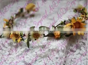 Aidocrystal sunflower flower crown bridal tiara wedding hair accessories, flower girl hair accessory