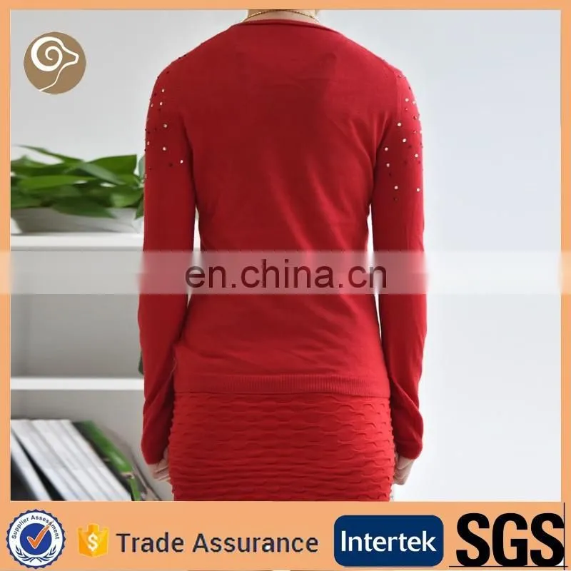 Women wholesale with beading cashmere knit sweater