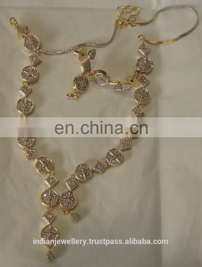 CZ jewelry necklace manufacturer,cubic zirconia necklace jewellery exporter