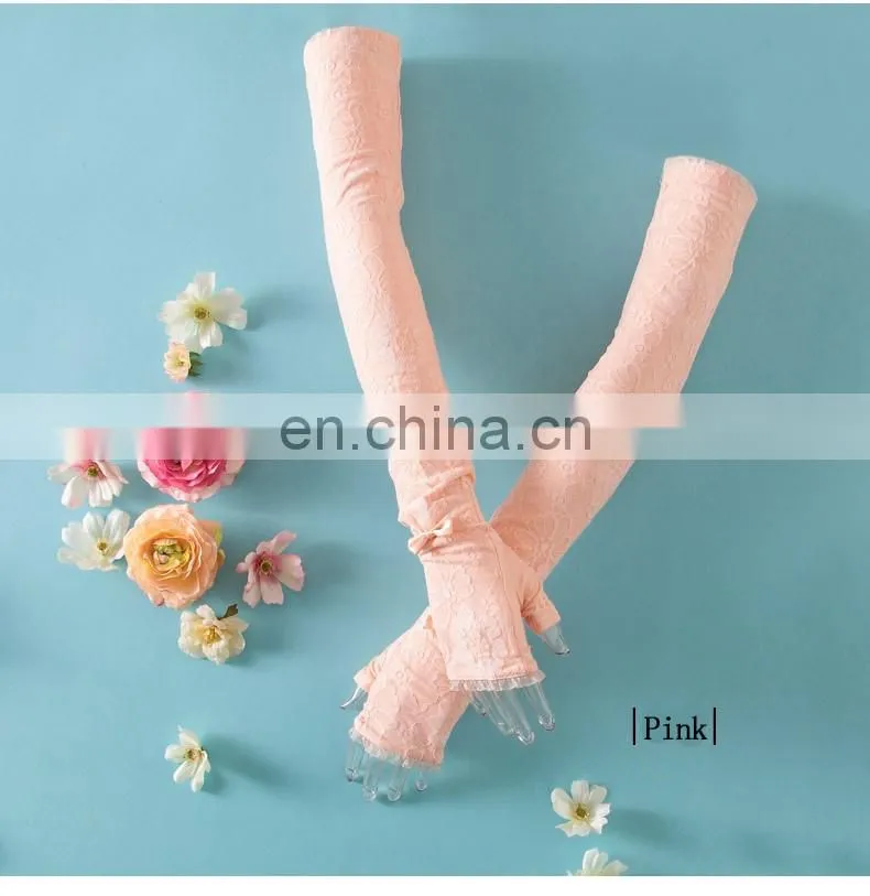 Llittle Ladies pink Lace glove for Masquerade cosplay glove