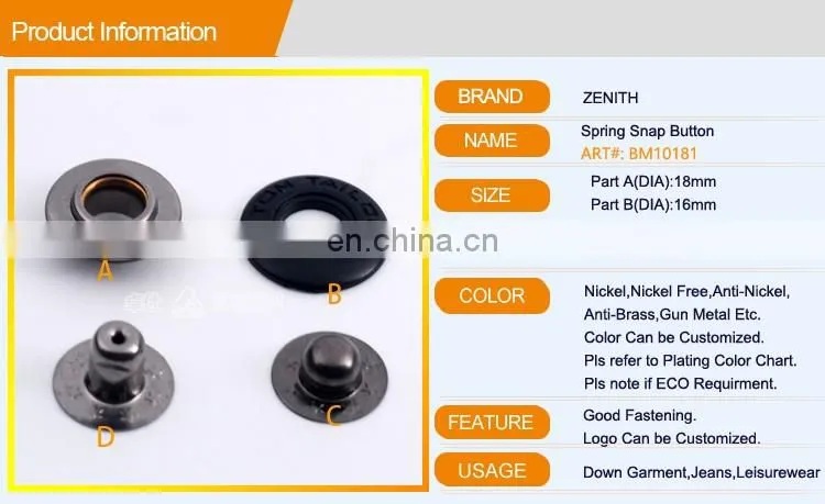 New Style Four Parts Brass Metal Snap Button BM10181