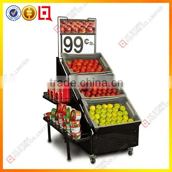Floor standing hot selling Food wood fruit display rack