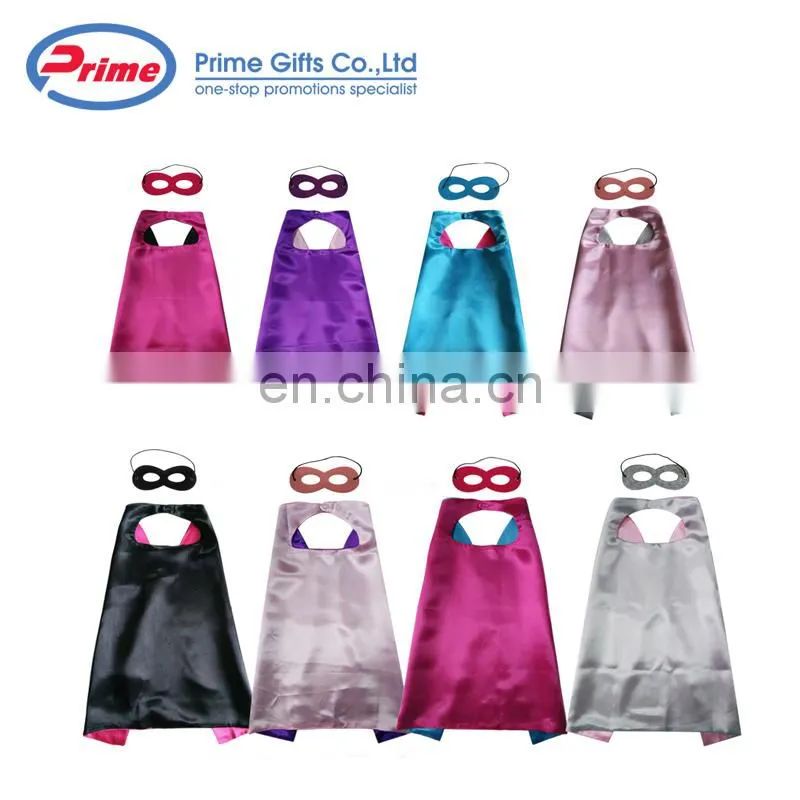 2021 Double Layers Superhero Costume Kid Adult Cape With Custom Mask For Kids Halloween Party Birthday Cosplay Costumes Set