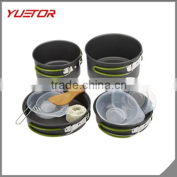 Portable Aluminum 2-3 People Outdoor Tableware Camping Cookware Set Multifunctional Picnic Cooking Set for Outdoor Stove