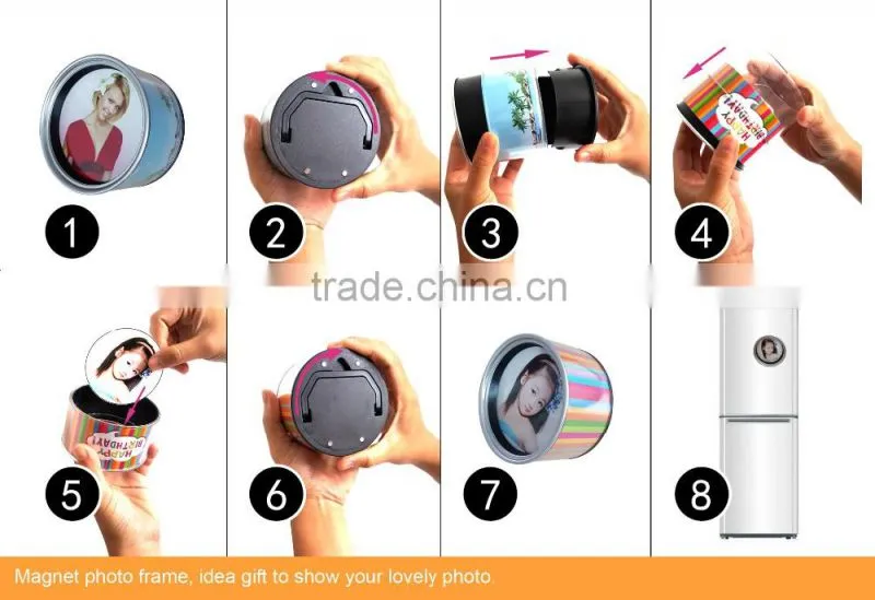 round can shaped magnetic photo frame
