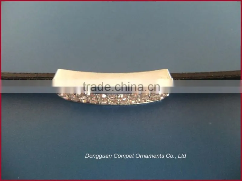 DIY custom bracelets and pet collars accessories rhinestone 10mm Zinc Alloy Bent Slide Charms