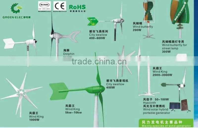Small Horizontal Axis 600W Wind Turbine with 5 blades
