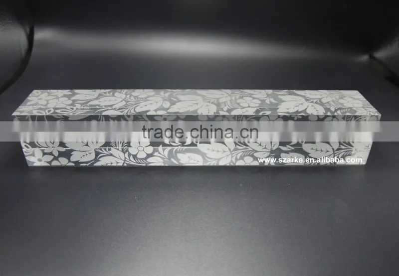 custom clear desktop decoration printed flower pattern long acrylic paperweight bar