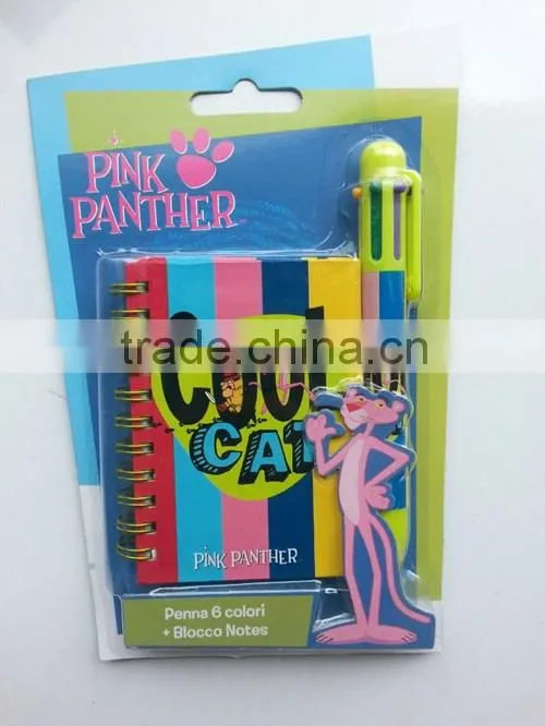 Spiral Notebook+multi-color ballpoint pen Stationery set