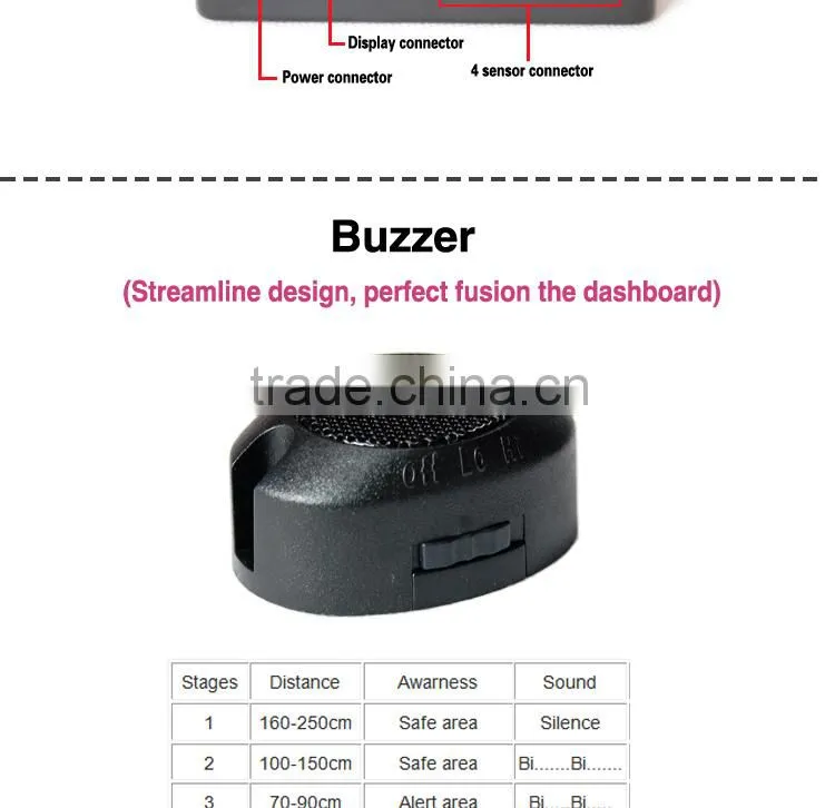 LED digital car parking sensor system with 20 different color type waterproof ultasonic sensor