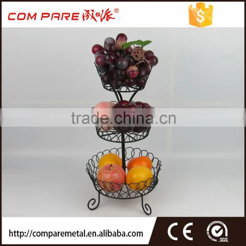 Black powder coated iron wire fruit basket