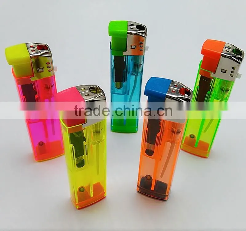 2016 Colored transparent gas lighters cigarette electronic lighter