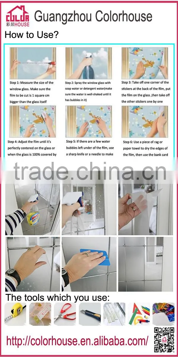 Eco-friendly decorative glass film self adhesive furniture film