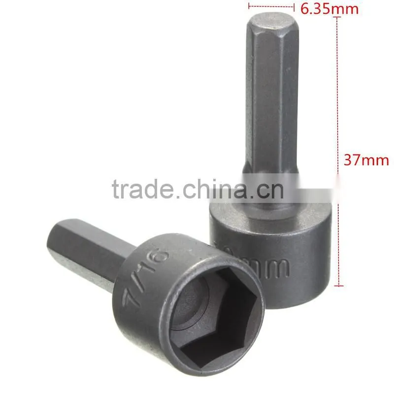 14pcs/set Power Nut Driver Drill Bit SAE Metric Socket Bits Wrench Screw 1/4 Inch Hex Shank Quick-Change Screwdrivers Nutdriver