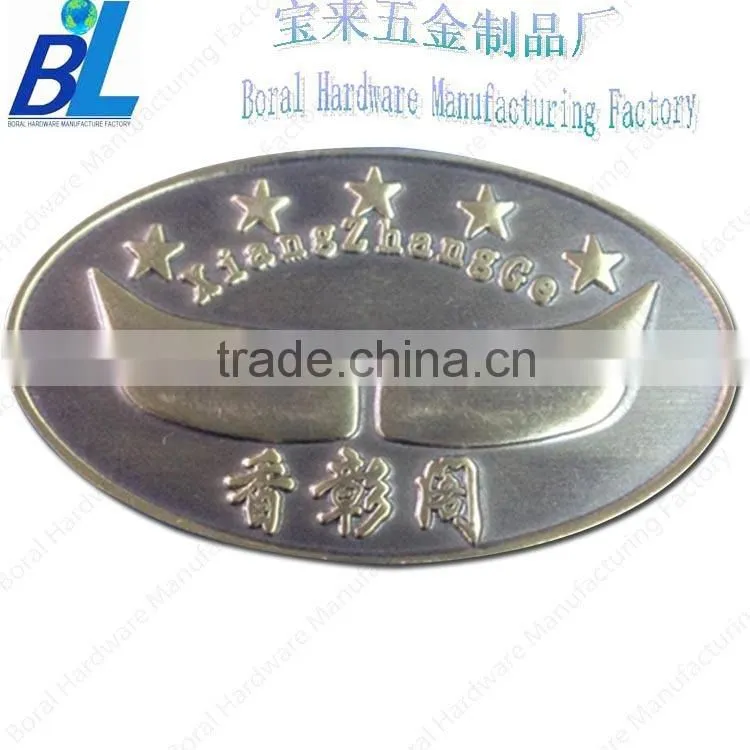 Custom enameled brass oval name plate for handbags