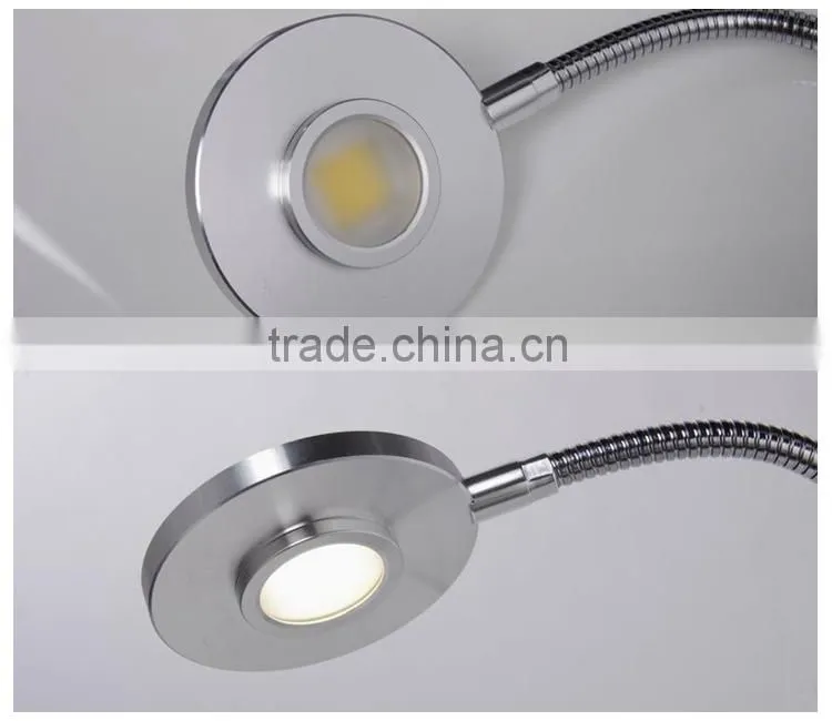 Aluminum silver color LED wall lamp withflexible gooseneck /Hotel Table Lamp