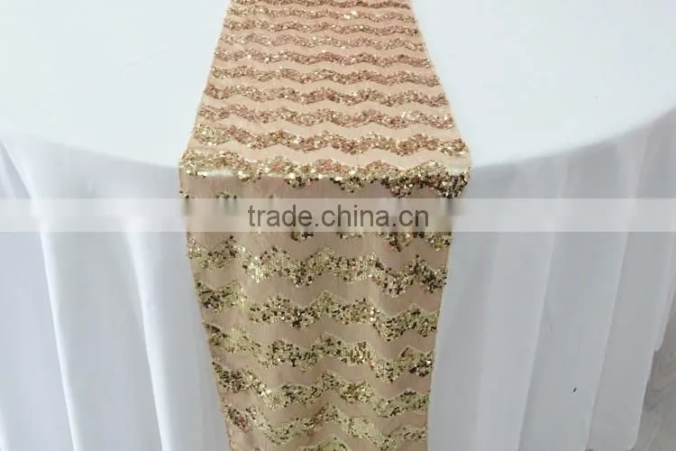 Discount wedding sequin chevron table runner for round tables