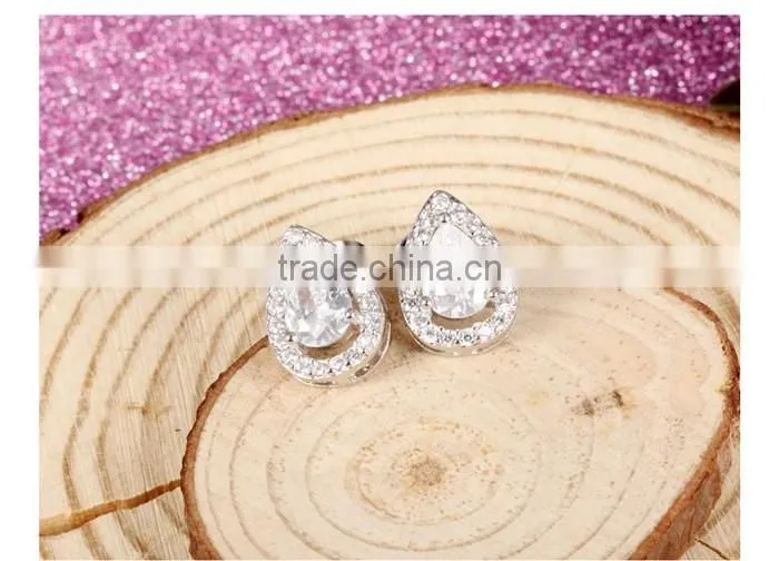 rhodium plated jewellery copper popular zircon micro pave earring