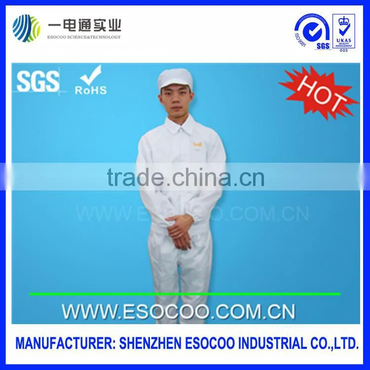 china supplier ESD cleanroom suit in lint free work shop