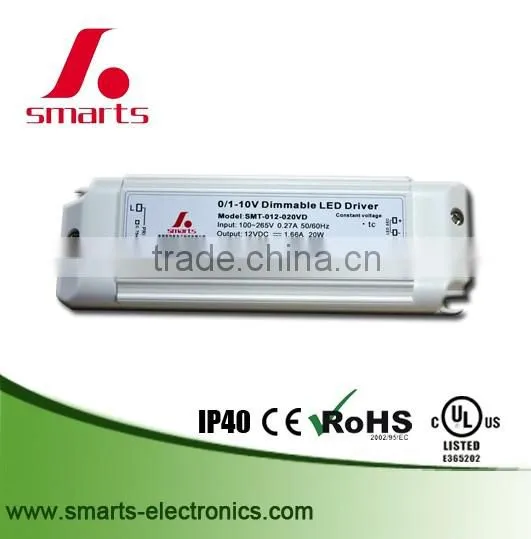0-10v/pwm dimming led driver 12v 20w led dimmable power supply