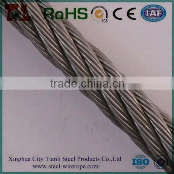 factory supply 304 Stainless steel wire rope 1x7,7x7,1x19,6x36,7x19,1x37,7x37