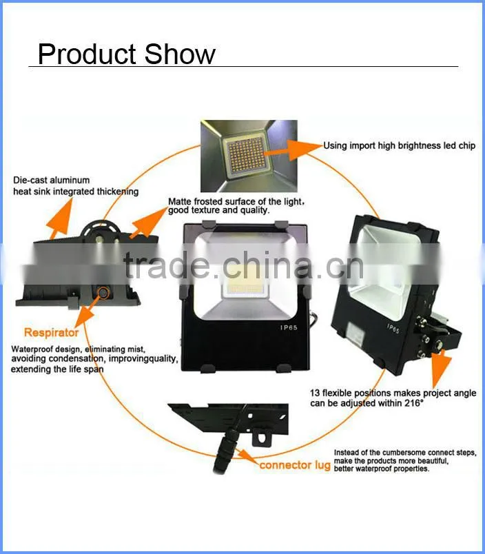 Professional manufacture IP65 waterproof led smd flood light 150W with Meanwell driver