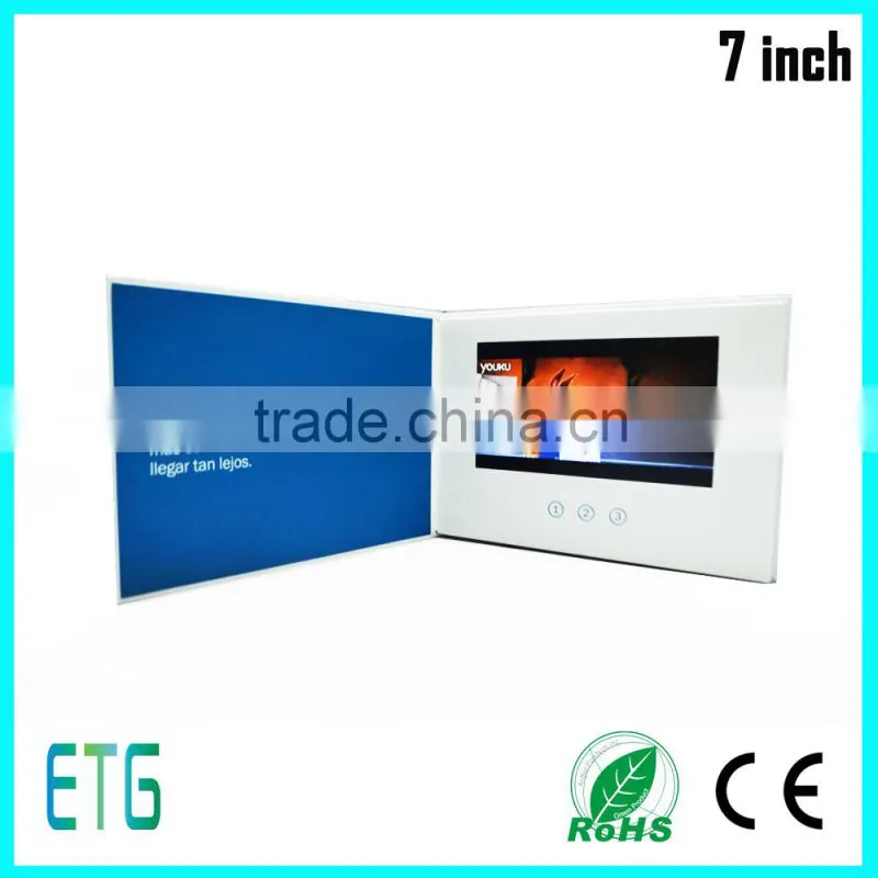 7 Inch TFT LCD video card video greeting card video brochure for promotion