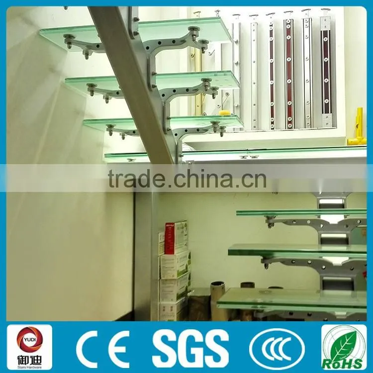interior home frameless glass straight staircase