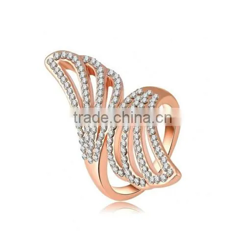 18K Gold Plated Rings Engagement Wedding Bands Angel Wing