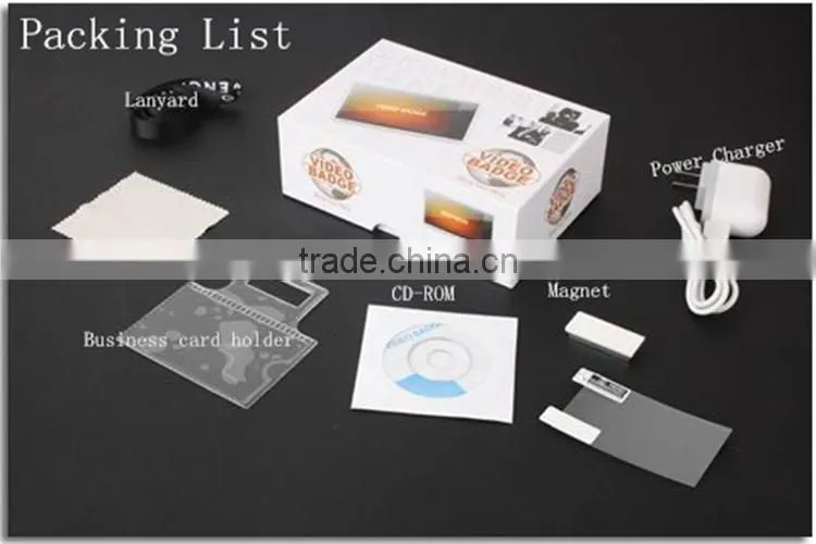 Multi-function Magnetic or hang out led video badge/ advertising name tag with Metal and plastic housing/3 inch name badge