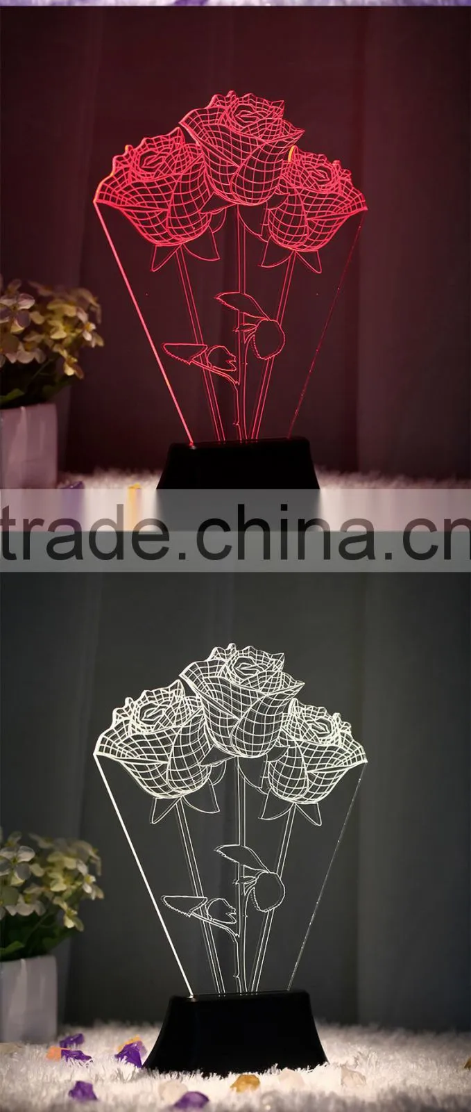 telesthesia acrylic + 3d optical illusions led rectangle lighted display base multi color changing night light lamp