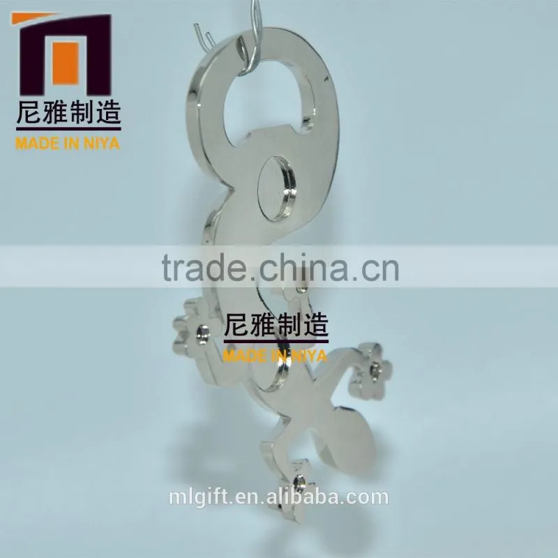 High quality gecko shape metal beer bottle opener keychain