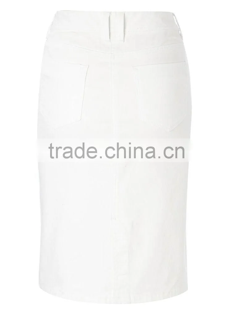 2015 Latest Women Fashion White Demin Skirt