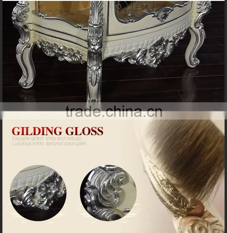 Plain white wood and glass wine cabinet for dinning room furniture