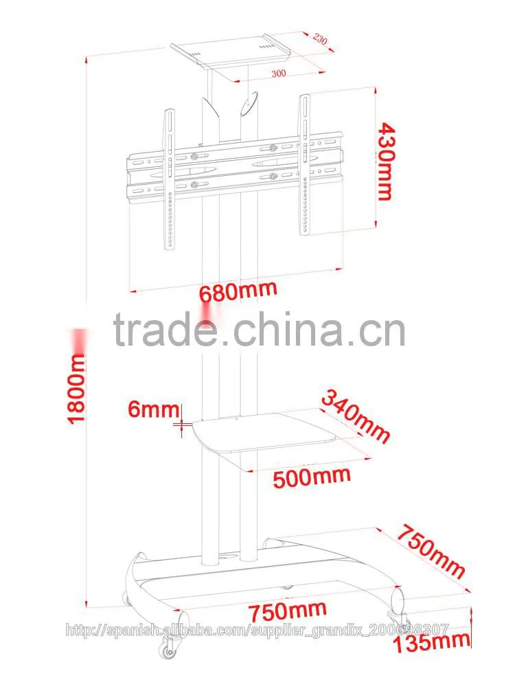 Television monitor TV mobile cart
