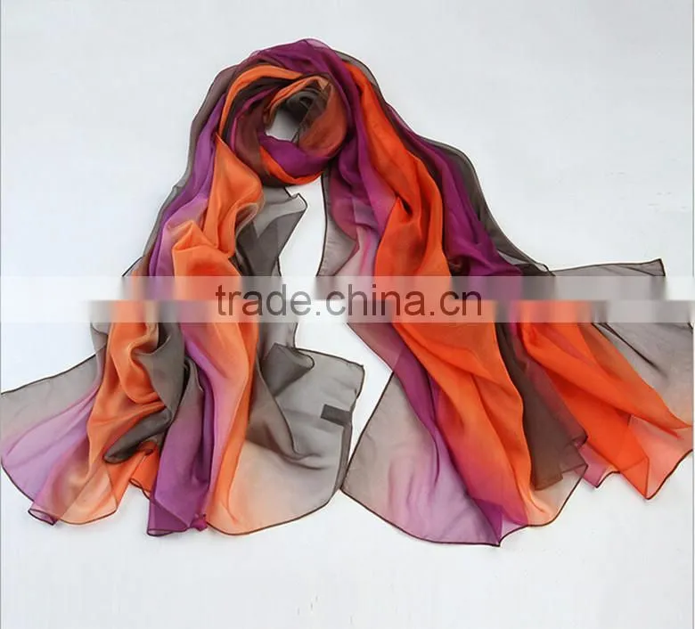 100%silk multi-coloured long silk scarves