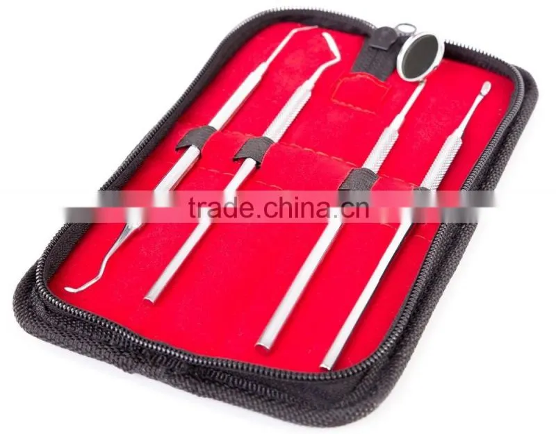 4 pcs Dental Set teeth cleaning scaler probe dentifrice steel instrument tartar scratches