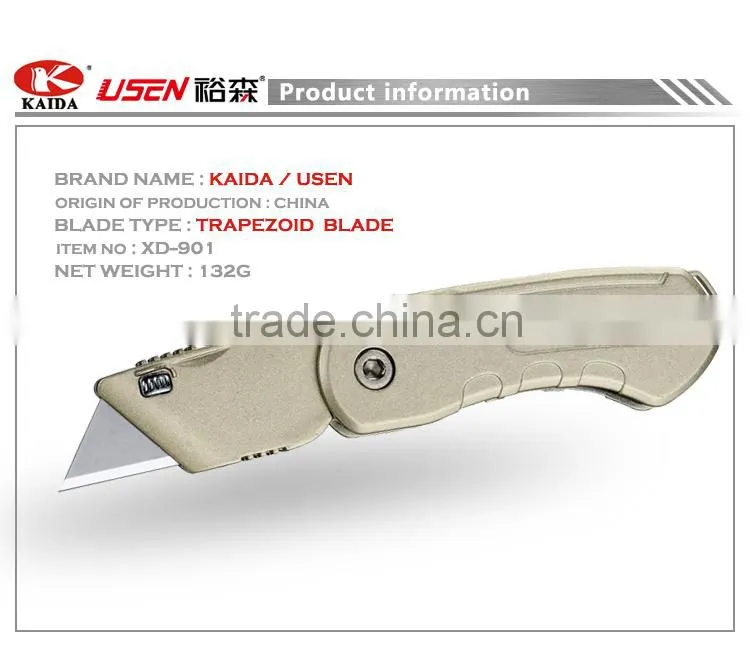 tool cutter Trapezoid blade Zinc alloy Folding Lock Back Pocket Utility Knife