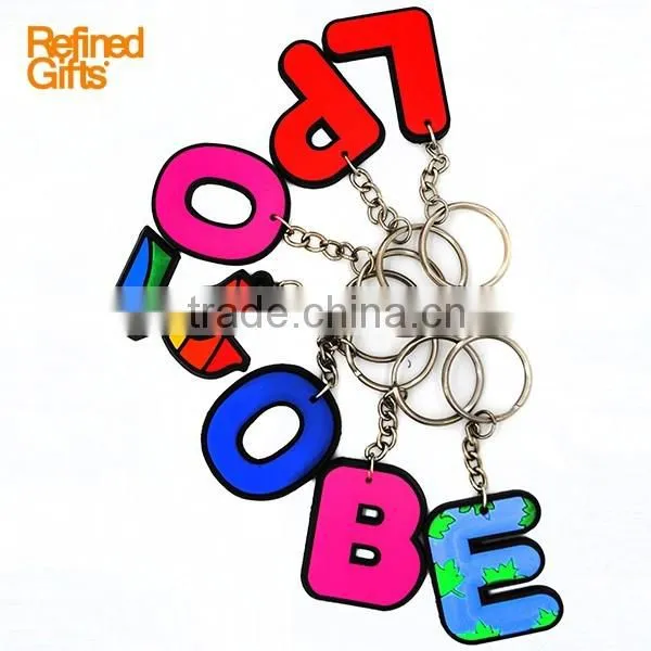 2016 Newest PVC Rubber letter styke Key Chain