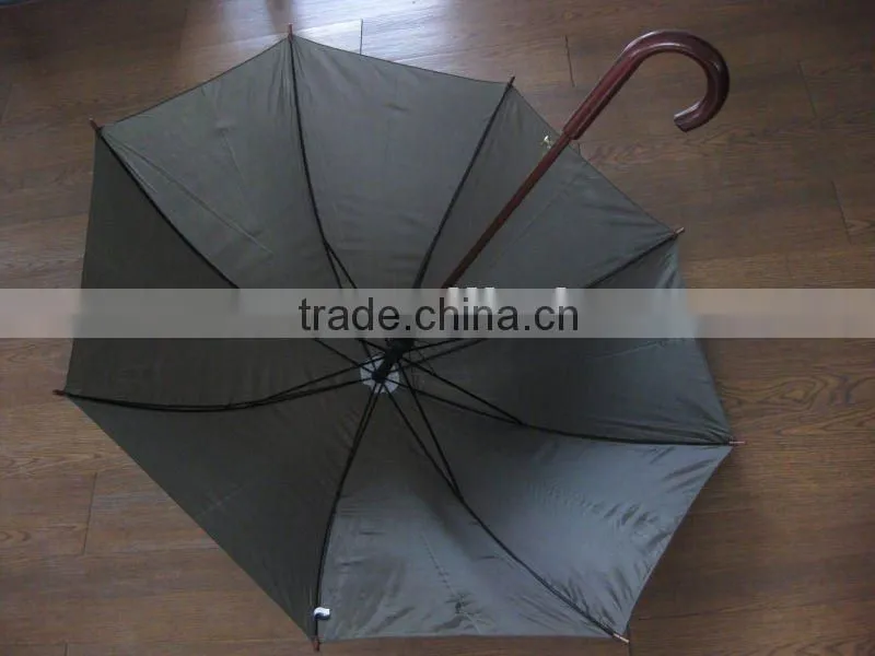 190T pongee 24"x8 ribs Auto open straight umbrella with wooden shaft and handle