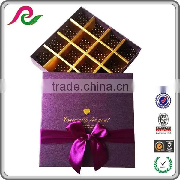 Custom Fancy empty Paper box Gift Box With Ribbon for chocolate packing