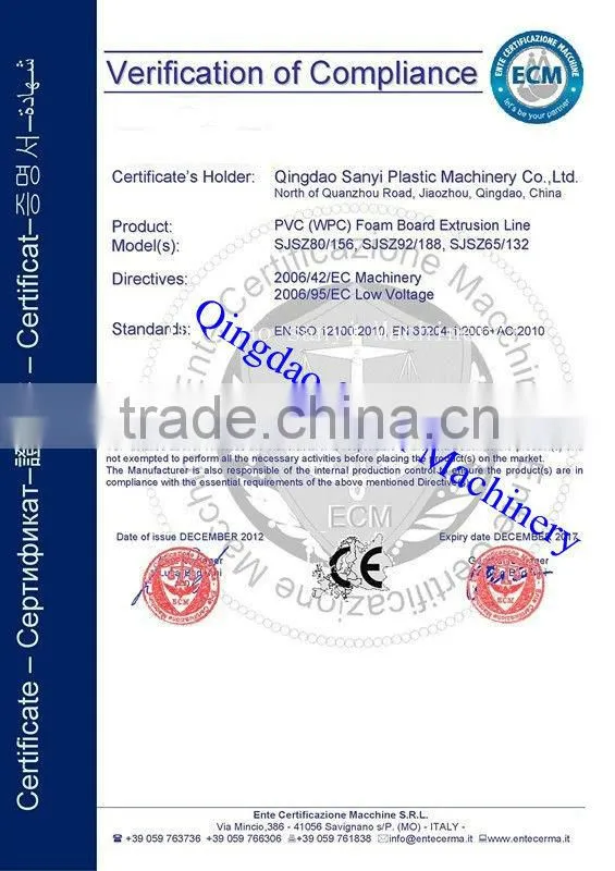 Wood Plastic Composite Machine/WPC Foam Board Extruder Machine/Wood Plastic Machine