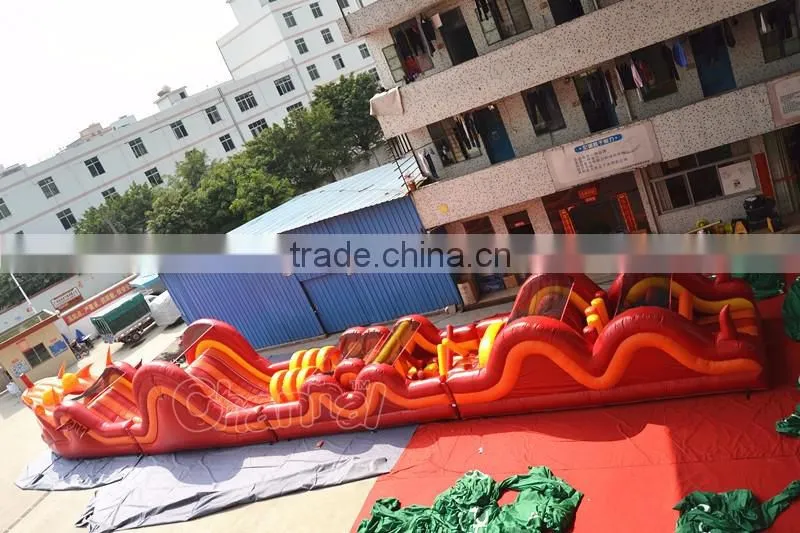 2016 new Dragon giant Obstacle course 3 parts inflatable detached obstacle course for sale