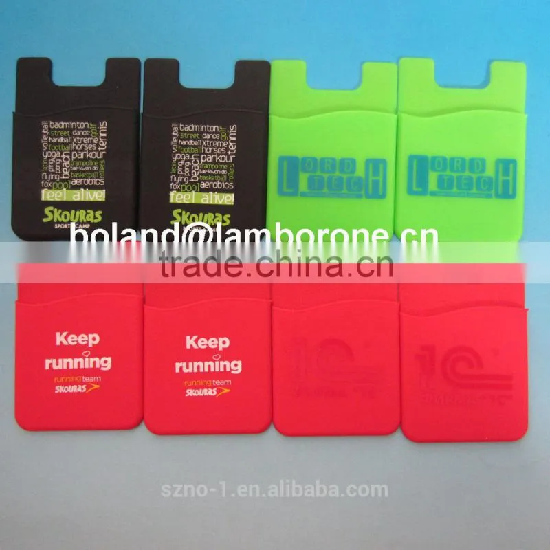 Wholesale customized logo business credit card holder silicone phone pouch