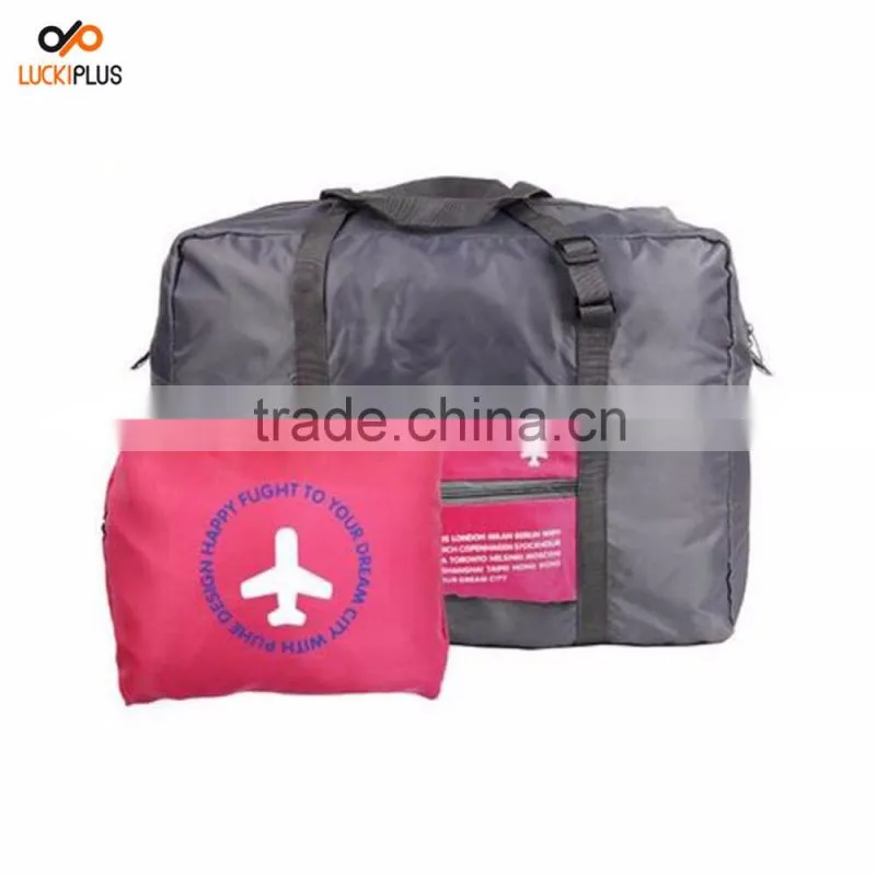 Luckiplus Waterproof Foldable Super Lightweight Large Capacity Storage Convenient Luggage Pink