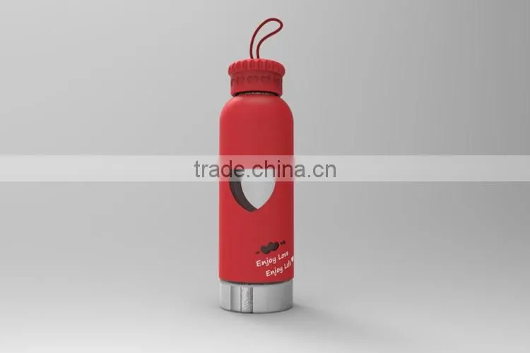2016 custom glass bottle /water bottle/ drink bottle with silicone sleeve