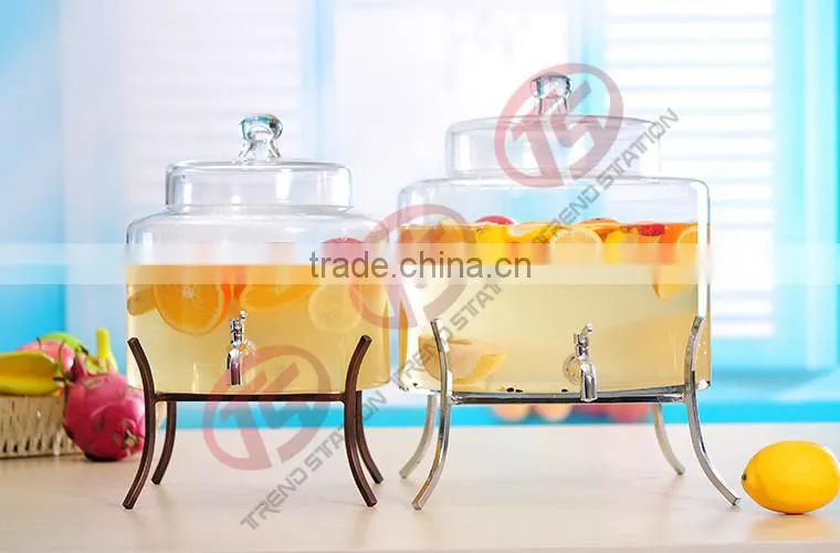 Glass dispensers with metal stand