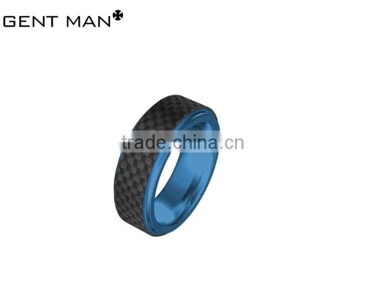 Fashion Design American Style black plating Custom mens carbon fiber ring Titanium Ring Band